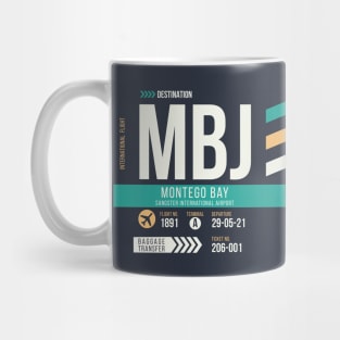 Montego Bay (MBJ) Airport Code Baggage Tag Mug